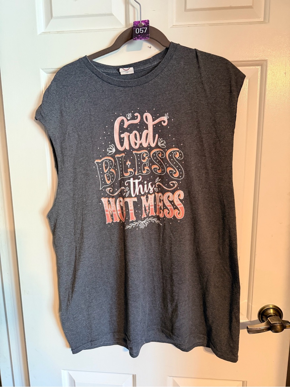 Delta Charcoal Muscle Tee with Pink Graphic